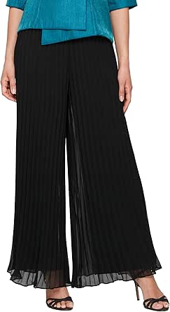 Alex Evenings Women's Wide Leg Chiffon Dress Pant for Mother of The Bride, Elegant Party Outfit (Petite and Regular Sizes)