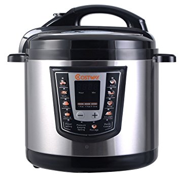 Costway Electric Pressure Cooker Brushed Stainless Steel & Aluminum,120 V 60 HZ, 1000W, 6 quart