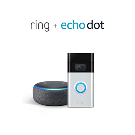 All-new Ring Video Doorbell, Satin Nickel (2nd Gen) with Echo Dot
