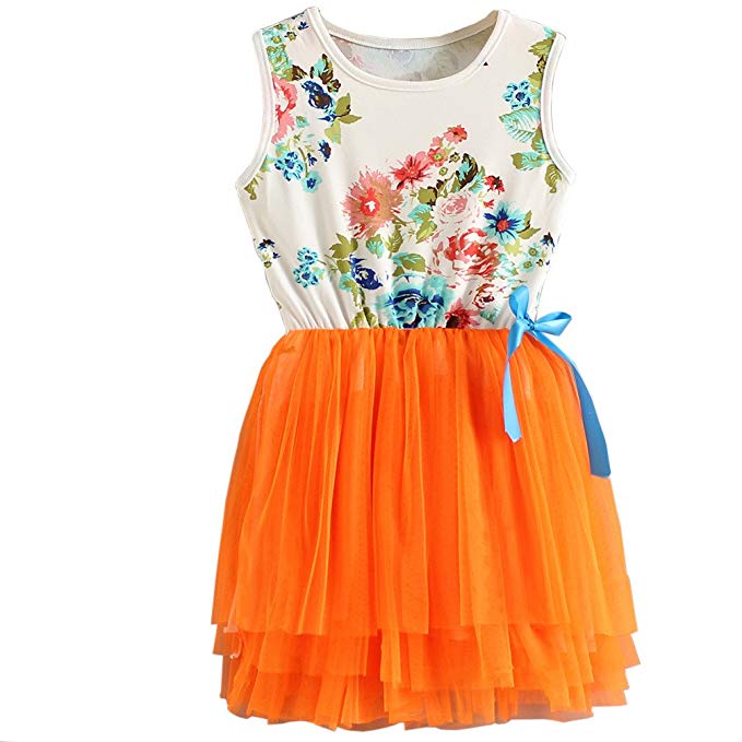 Csbks 1 2 3 4 5 Years Kid Girls Cute Floral Sundress Tulle Tutu Skirt Tank Dress