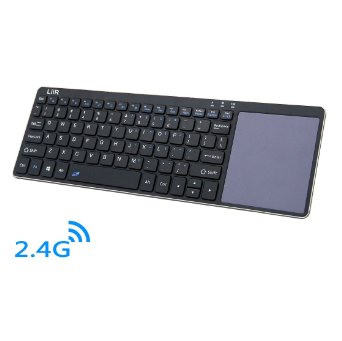 LIIR Wireless Keyboard with Multi Touchpad,Touch Keyboard for Windows, Linux /Android IOS Tablet PC/ Galaxy Tabs& Smart Phone (2.4G black)