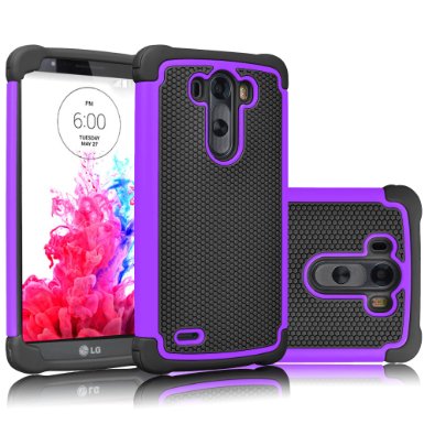 LG G3 Case, Tekcoo(TM) [Tmajor Series] [Purple/Black] Shock Absorbing Hybrid Rubber Plastic Impact Defender Rugged Slim Hard Case Cover Shell Skin For LG G3 AT&T T-mobile Sprint Verizon Unlocked