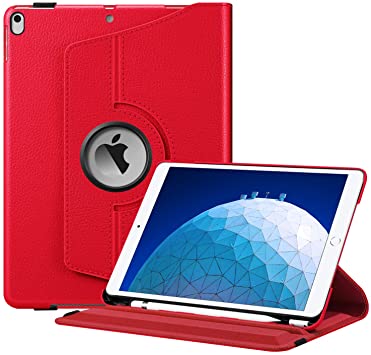 Fintie Rotating Case for iPad Air (3rd Gen) 10.5" 2019 / iPad Pro 10.5" 2017-360 Degree Rotating Stand Protective Cover with Built-in Pencil Holder, Auto Sleep/Wake (Red)