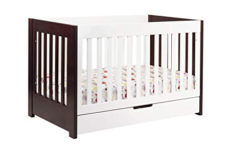 Babyletto Mercer 3-in-1 Convertible Crib with Toddler Bed Conversion Kit, Espresso/White