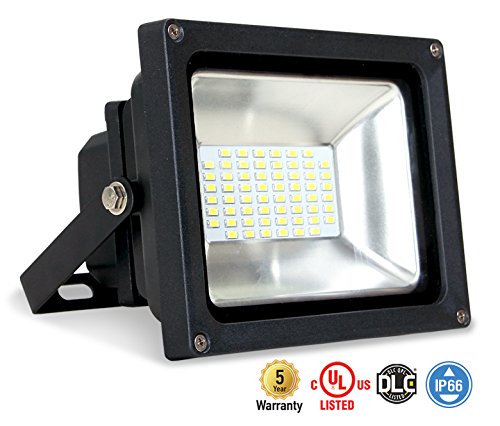 ASD LED Floodlight 30W SMD Outdoor Landscape Security Waterproof UL Listed DLC Certified 4000K (Bright White)