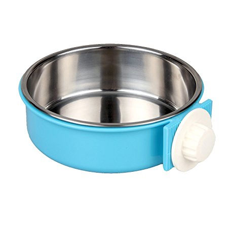 AEMIAO 2 IN 1 Stainless Steel Pet Hanging Bowl Removable Dog Bowl for Crates Puppy Food Feeder Water Dish with Bolt Holder for Medium Dog (L)