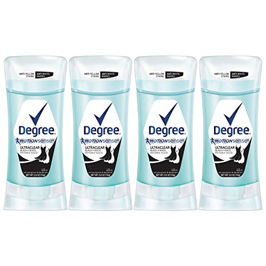 Degree UltraClear Antiperspirant Deodorant, Black   White, 2.6 oz, 4 count