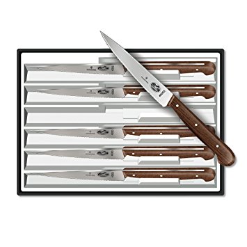 Victorinox 4-3/4-Inch Wavy-Edge Spear-Tip Steak Knife, Set of 6, Rosewood Handles