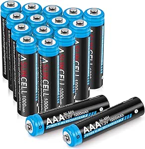 AAA Batteries Rechargeable 16 Pack, ASUNCELL 1.2V 1000mAh High Capacity NiMH Battery low self-discharge rechargeable AAA batteries for cordless phones