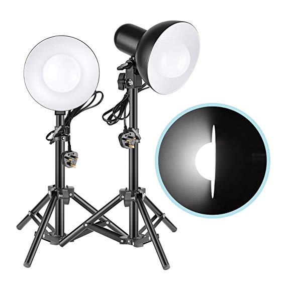 Neewer 2 x 15W LED Light Table Top Photography Studio LED Lighting Kit with Light Stand Tripod (13.7-19.4 inches) for Background Lighting, Product Shooting, Video Recording etc