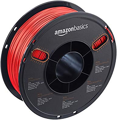 AmazonBasics PETG 3D Printer Filament, 1.75mm, Red, 1 kg Spool