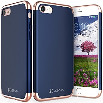 iPhone 7 Case, Vena [Mirage][Chrome] Dock-Friendly Slim Fit Hard Case Cover for Apple iPhone 7 (4.7"-inch) (Navy Blue/Rose Gold)