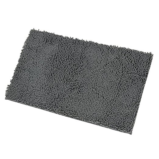 Mayshine 20x31 inch Non-slip Bathroom Rug Shag Shower Mat Machine-washable Bath mats with Water Absorbent Soft Microfibers of - Dark Gray
