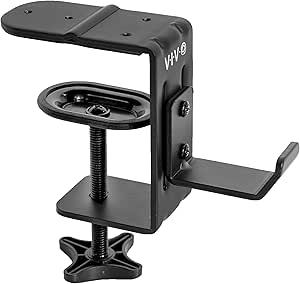 VIVO Steel Clamp-on Hook for Desktop and Desk Leg Mounting, Clip Holder for Office Accessories, Bags, Headphones, and More, Black, Mount-HLC1