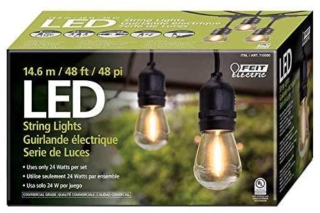 Feit Electric Outdoor String Lights, 48 Feet, 24 Light sockets (26 led Bulb Included)