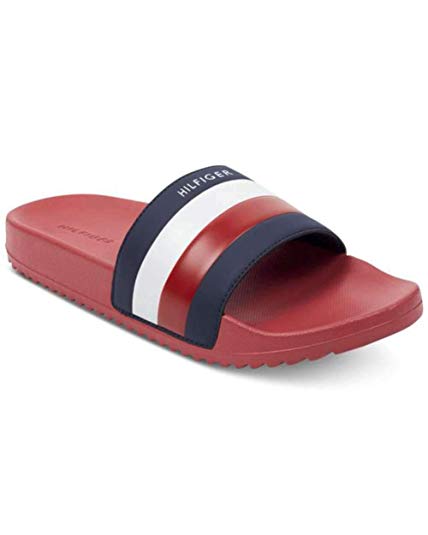 Tommy Hilfiger Mens Rox Open Toe Slip On Slippers, Red, Size 7.0