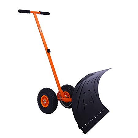 Ohuhu Snow Shovel, Adjustable Wheeled Snow Pusher, Heavy Duty Rolling Snow Plow Shovels, Efficient Snow Plow Snow Removal Tool