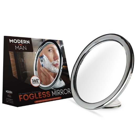 Modern Man® Fog Free Shower and Bathroom Mirror - Best Fogless Shower And Bathroom Shaving Mirror - Includes Razor Holder