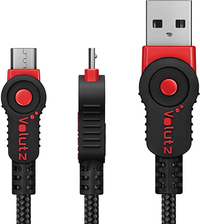 Volutz Micro USB Cable - USB 2.0 to Micro-USB Nylon Braided Fast Charge Cord Compatible with Android, Samsung, Kindle, Android Smartphones, Galaxy S7 Edge, Moto G5, PS4 Xbox- 3.3ft / 1m (Red)