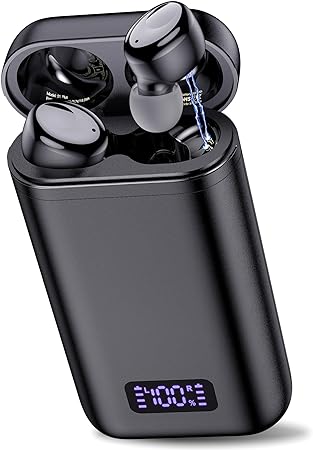 kurdene Wireless Earbuds&Portable Charger,Bluetooth 5.3 Headphones with 5000mAh Power Bank Function,LED Display Charging Case,IPX8 Waterproof Earphones Call Clear with 4 Mic in-Ear for iPhone,Android