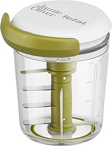 Tefal K16441 Jamie Oliver Chop & Shaker | Sans électricité | Capacité : 450 ml | Hachoir universel pour légumes, fruits, oignons, noix, ail | Blanc/vert