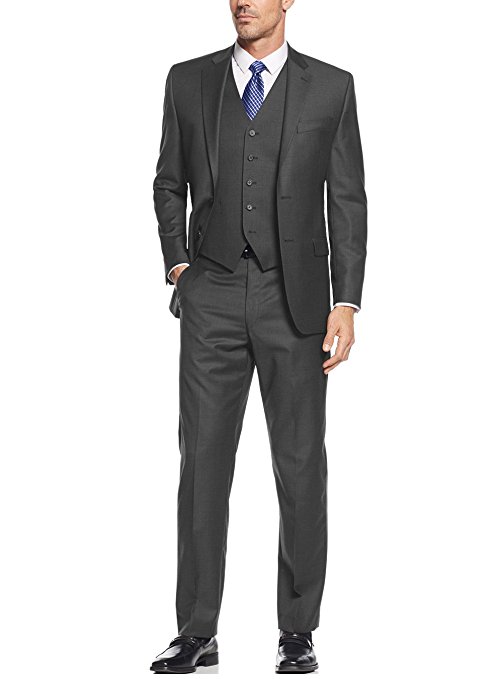 Salvatore Exte Men's Suit 3-Piece Two Button Blazer Jacket Flat Front Pants