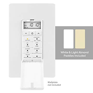 Honeywell Daysmart 7-Day In-Wall Digital Timer Switch, Door Cover, Presets/Countdown, Programmable Settings, Override, Sunrise/Sunset, Ideal for Indoor, Porch, Seasonal Lighting, LED, 40954, White