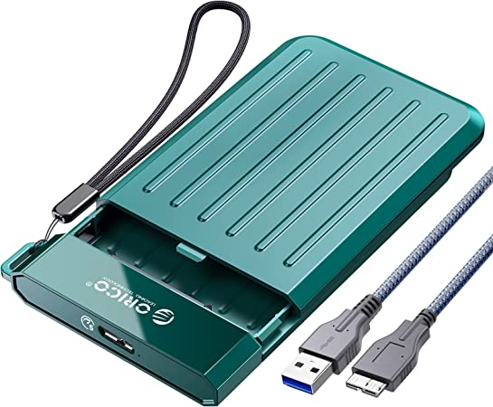 ORICO 2.5inch External Hard Drive Enclosure Portable SATA to USB 3.0 SSD Case with Upgrade Braided Data Cable for 2.5'' SSD HDD Support UASP Compatible with WD Seagate Toshiba Samsung,Green[M25U3]