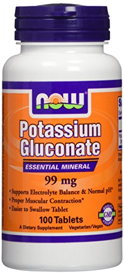 Now Foods Potassium Gluconate 99mg, Tablets, 100-Count