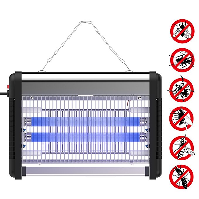 Greatever Bug Zapper & Electric Indoor Flying Insect Killer by Mosquito & Fly Killer – Powerful 2800V Grid 20W Bulbs – For Residential, Commercial and Industrial Use