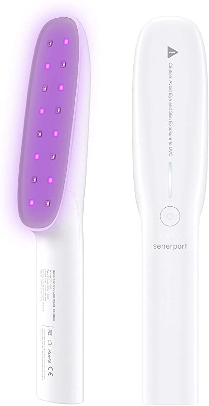 Portable UV Sanitizer Wand, Senerport Premium & Rechargeable LED UV Sanitizing Cleaner, Working for Chopping Block, Pillow, Keyboard and Toilet, Black Light Detector for Dog Urine Dry Stains, Bed Bug