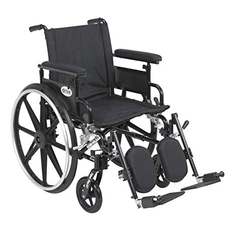 Drive Medical Viper Plus GT Wheelchair with Removable Flip Back Adjustable Arms, Adjustable Full Arms, Elevating Legrests, 18-Inch