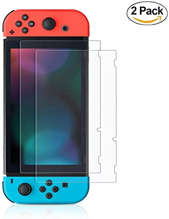 CLETO Screen Protectors Compatible with Nintendo Switch - Premium Tempered Glass Screen Protector Two Pack [2X Screen Guards - 0.24mm] for 6.2 Inch Tablet Screen on Nintendo Switch Console (Nintendo Switch film)