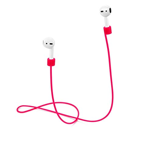 TOP CASE - AirPods Strap, Soft Silicone Sport Earphones Anti-Lost Strap, Wire Cable Connector for Apple AirPods Wireless Headphones - Hot Pink