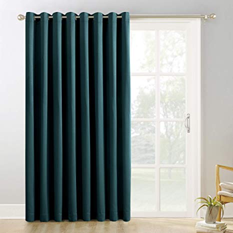 Sun Zero Easton Blackout Energy Efficient Grommet Curtain Panel, 100" x 84" Patio, Teal