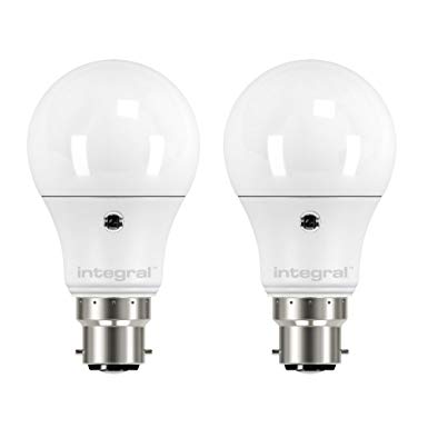 Integral LED 6.W Large Bayonet Cap Sensor Classic Globe Bulb [Energy Class A ] Pack of 2, Plastic, Warm White, B22, 40 Watts, Pack of 2