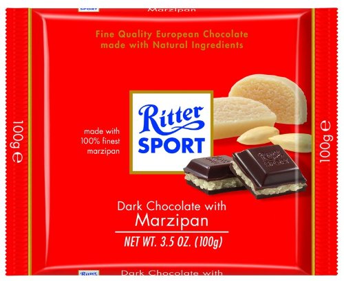 Ritter Sport Bars, Dark Chocolate with Marzipan, 3.5 Ounce (Pack of 12)