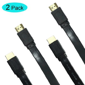 ANEWKODI 5 Feet(1.5 Meters) 1080P High-Speed HDMI Cable Premium Flat HDMI for Ethernet, 3D, 4K and Audio Return(Copper Material)(2 Pack)