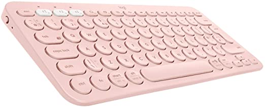 Logitech K380 Multi-Device Bluetooth Wireless Keyboard with Easy-Switch for up to 3 Devices, Slim, 2 Year Battery – PC, Laptop, Windows, Mac, Chrome OS, Android, iPad OS, Apple TV - Rose