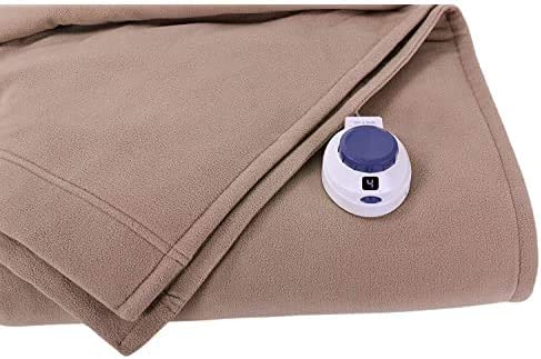Soft Heat Luxury Micro-Fleece Low-Voltage Electric Heated King Size Blanket, Beige
