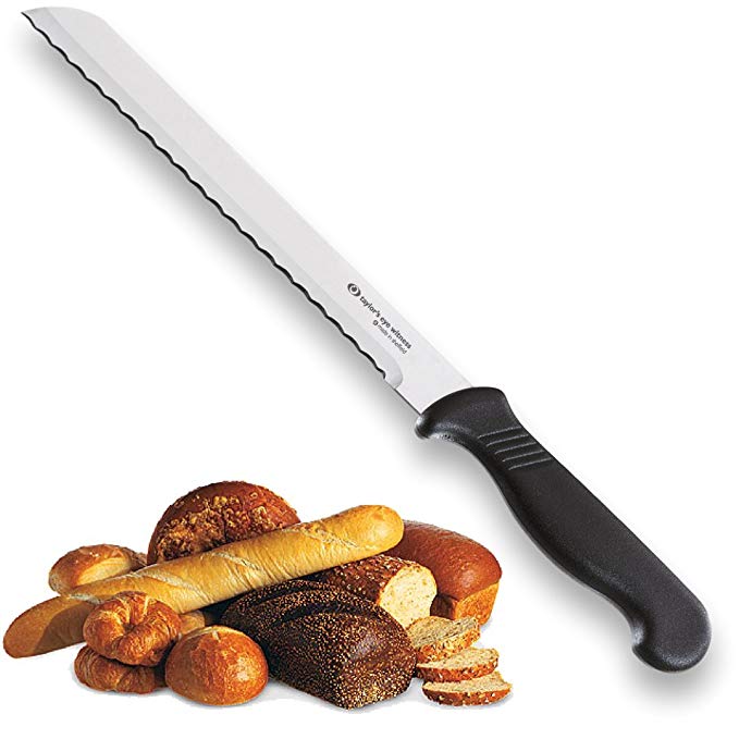Taylors Eye Witness Sheffield Made Serrated Bread Knife - Professional 18cm Cutting Edge With A Scalloped, Ultra Fine Blade, Precision Ground From Razor Steel. Fibre Grip Handle. Lifetime Guarantee. (17.5cm Bread Knife)