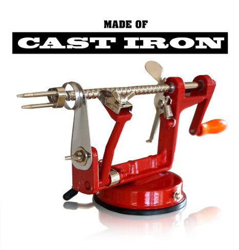 CAST IRON APPLE PEELER by Purelite 9733 Professional Grade Durable Heavy Duty Cast Iron Apple Slicing Coring and Peeling Machine 9733 Razor Sharp Stainless Steel Blades and Chrome Plated Parts 9733 eBook Included
