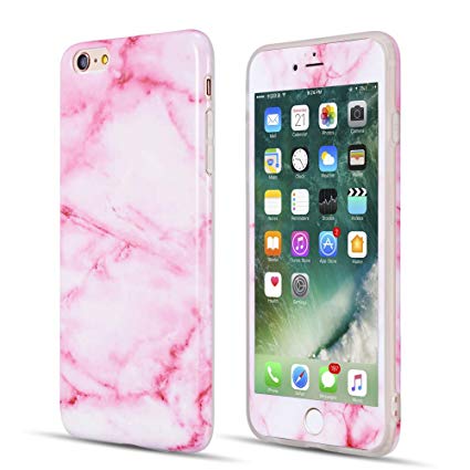 ZTOFERA Marble Case for iPhone 7 iPhone 8,[Pink Pattern] Slim Anti-Scratch [Stone Texture Collection][Tempered Glass Screen Protector] Shockproof TPU Bumper Cover iPhone 7/iPhone 8 - Pink