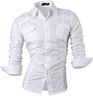 jeansian Men's Slim Fit Long Sleeves Casual Shirts 8371