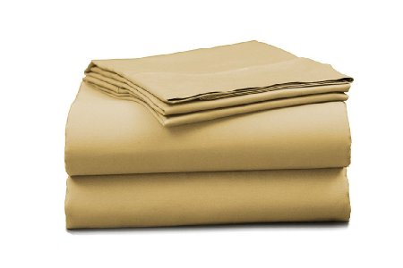 Elles Bedding Collections 450-Thread Count Sateen Sheet Set, Super Soft, Breathable And Premium Set Gold Twin