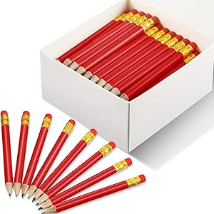 72 Pieces Golf Pencils Half Pencils with Eraser Baby Shower Pencils Mini Pencils for kids for Baby Shower Bridal Shower Wedding Golf School Office (Red)