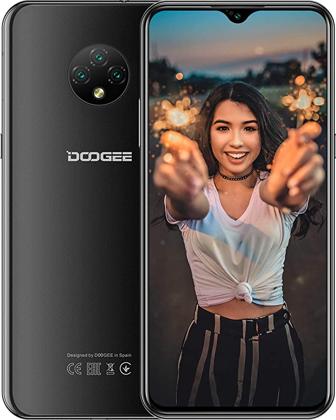 SIM Free Mobile Phone, DOOGEE X95 Smartphone Android 10 GO Unlocked Phones 6.52 Inches Waterdrop Full Screen 4350mAh Battery 13MP 2MP 2MP Triple Camera 4G Dual SIM Phones UK Version (Black)