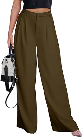 Dokotoo Wide Leg Womens Pants 2024 Work Business High Waisted Casual Dress Palazzo Flowy Trousers