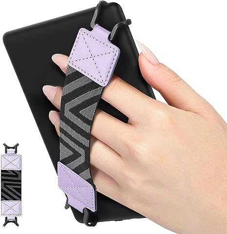 MoKo Security Hand-Strap for 6-8" Kindle eReaders Fire Tablet - Kindle/Kobo/Voyaga/Lenovo/Sony Kindle E-Book Tablet, High-Elasticity Versatile Hand Strap Lightweight Finger Grip Holder, Taro Purple