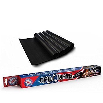 Set of 4 Best BBQ Grill Mat (3) 13 x 16 inch (1) Extra Large 16 x 20 inch Heavy Duty Non Stick Cooking Mat for Grilling and Baking - Use with Charcoal & Gas Grills for Outdoor Patio Smoking